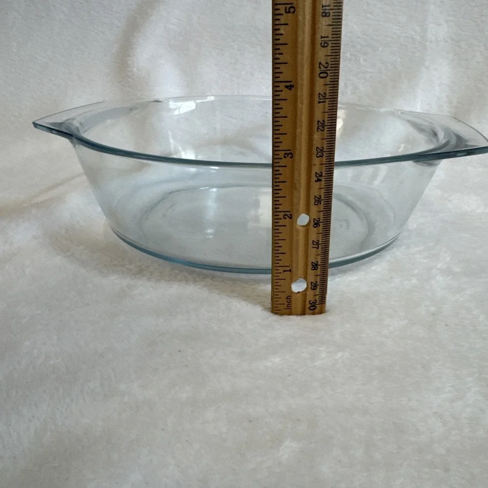 Vintage Marinex Glass Round Casserole Baking Dish Made in Brazil Clear P28